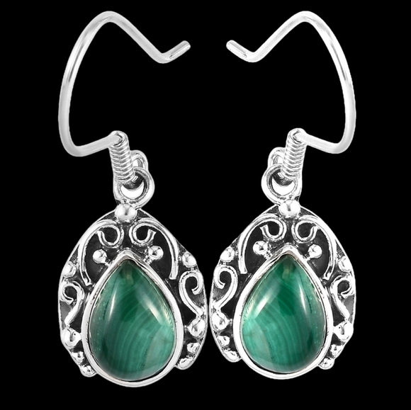 🔥PRICE DROP🔥NWT ARTISAN AFRICAN MALACHITE STERLING SILVER DANG EARRINGS - Picture 5 of 8